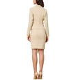 thumbnail image 3 of Conjunto de traje de 2 piezas Inspire Chic para mujeres, con chaqueta de manga larga, solapa con muesca, traje formal de oficina, falda, talla S, color caqui, 3 of 6
