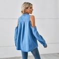 thumbnail image 6 of ClodeEU Womens Trendy Denim Jacket,Casual Baggy Streetwear Vintage Y2k Coat With Pockets D-Blue,Womens Plus L, 6 of 6