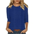 thumbnail image 2 of Bxsruta Top for Women, Ladies' Fashion Solid Color Blouse Knitted Round Neck Top, 2 of 6
