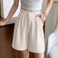 thumbnail image 4 of cfhntfmh Dress Shorts for Women Casual High Waisted Wide Leg Comfy Shorts Knee Length Summer Workwear Clothes with Pockets, 4 of 4