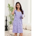 thumbnail image 5 of Ekouaer Nightgowns for Women with Pockets Button Front Short Sleeve House Dresses Floral Print Mumu Dress MooMoo Dresses, 5 of 8