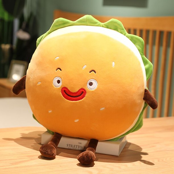 10/35cm Soft Simulation Hamburger Plush Stuffed Pendant Toys Creative Food Bread Hand warmer Pillow for Girls Birthday Giftsbig mouse35cm Deng Xun unisex