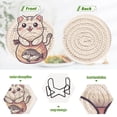 thumbnail image 4 of Yayeee 6 PCS Drink Coasters with Holder Set Woven Absorbent Round Tabletop Hot Pad, White Cute Cat, 4 of 7