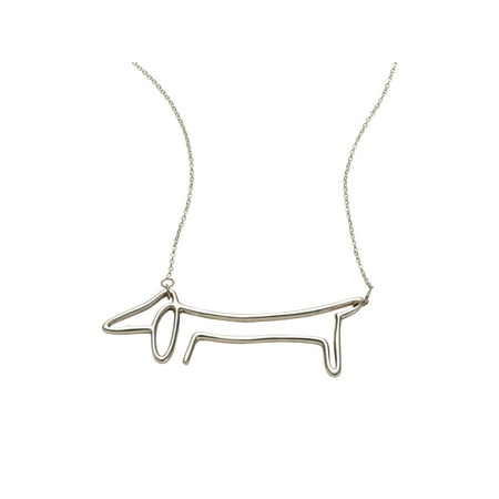 - Floriana Women's Sterling Silver Dachshund Dog Line Drawing Bar Necklace