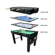 KICK Quad 48 4-in-1 Multi Game Table (Black) - Combo Game Table Set - Foosball, Billiards/Pool, Glide Hockey and Table Tennis for Home, Game Room, Friends and Family!