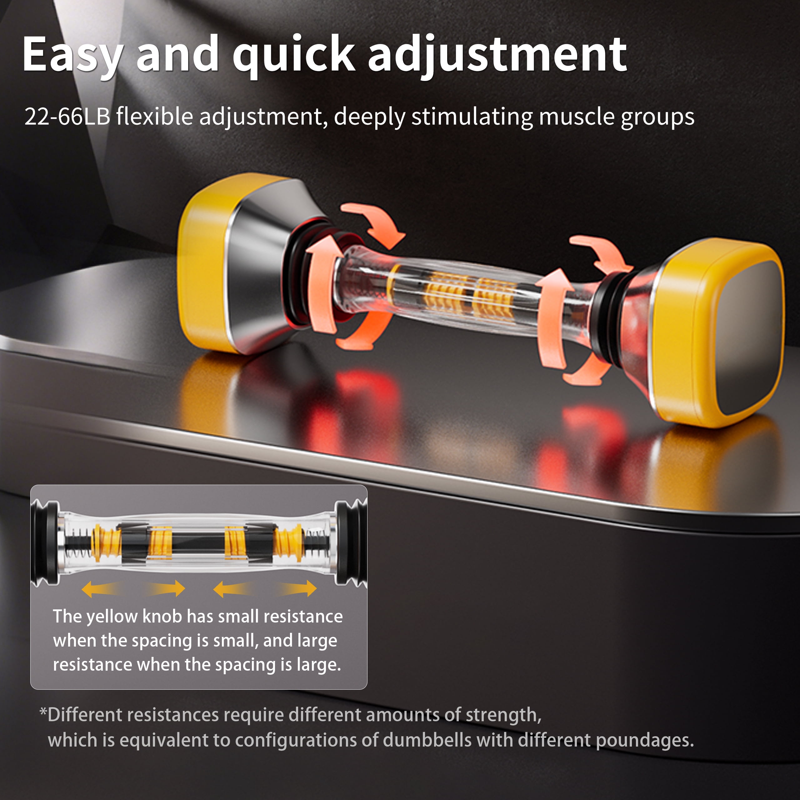 Adjustable Dumbbell Set 22-66 lbs, Shaking Weight for Full Body Workout, Home Gym Equipment for Men & Women, Adjustable Weight for Arm, Core & Chest Training Fitness Dumbbells