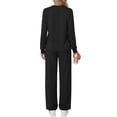 thumbnail image 4 of Fantaslook Fall Fashion Two Piece Lounge Sets for Women Henley V Neck Vacation Travel Outfit Casual Wide Leg Pants Matching Sets Women Clothing, 4 of 7