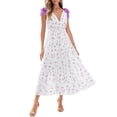 thumbnail image 1 of Vestido Wenrine Summer Floral Maxi con cuello en V sin mangas para mujer, 1 of 6