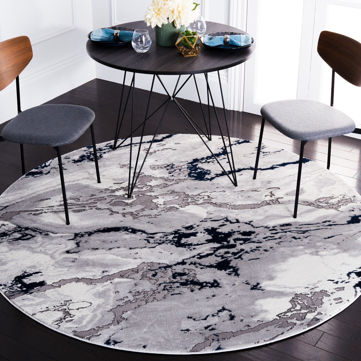 SAFAVIEH Craft Shevon Abstract Area Rug, 6'7" x 6'7" Round, Grey/Blue