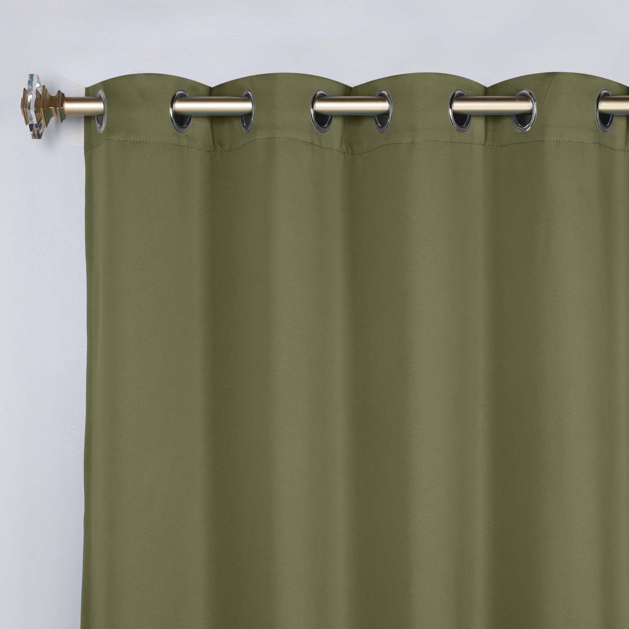 Superior Blackout Solid Light Filtering Grommet Curtain Panel Set, 52" x 96", Olive Green