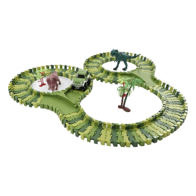 Pista De Coches De Carreras De Dinosaurios, Pistas Flexibles, Pista De Carreras De Dinosaurios Segura, Juguetes Eléctricos, Diversión Infinita, Vívida Para Niños Pequeños