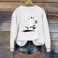 thumbnail image 5 of Womens Halloween Crewneck Sweatshirt Long Sleeve Loose Ghost Shirts Fashion Trendy Pullover Fall Clothes Black, S, 5 of 6