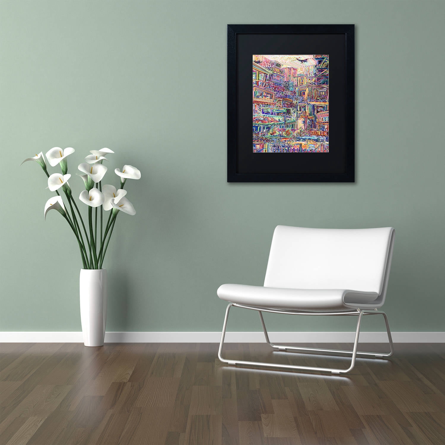 Trademark Fine Art 'Homes' Canvas Art by Josh Byer, Black Matte, Black Frame