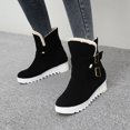 thumbnail image 5 of Xfvqtps Womens Ankle Boots Double Buckle Plush Fleece Line Suede Upper Thick Bottom Non Slip Winter Snow Boots Round Toe Fashion Warm Furry Large Size Short Boots Black, 5 of 7