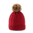 thumbnail image 4 of Traje de 3 piezas para niños, bufanda, guantes, gorro de punto, lana retorcida, protección contra el frío y el calor (rojo), 4 of 5