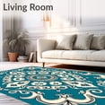 thumbnail image 2 of ODIKA 4'x6' Machine Washable Non-Slip Area Rug, Luxurious Medallion Swirl Ornate Decorative Elegant Fancy Vintage High Traffic Rug with Pad, Blue, 532558, 2 of 8