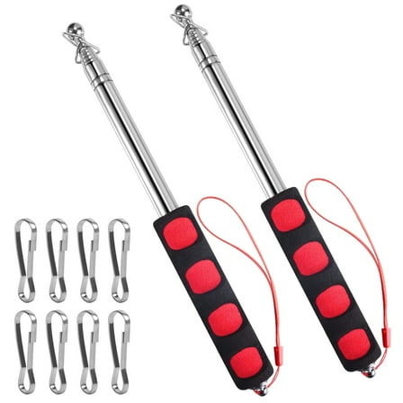 2 Pack Telescopic Flag Pole, 8.2 Feet Extendable Hand Held Guide Staff, Thickened Outdoor Totem Pole for Festival, Portable with Clips for 3x5 Ft Flags