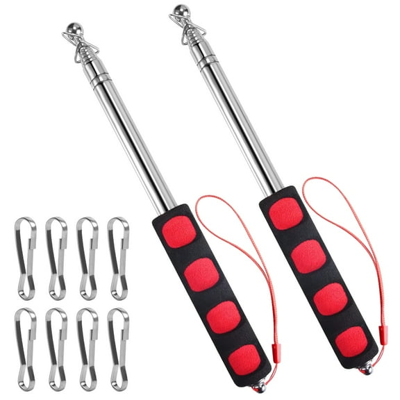2 Pack Telescopic Flag Pole, 8.2 Feet Extendable Hand Held Guide Staff, Thickened Outdoor Totem Pole for Festival, Portable with Clips for 3x5 Ft Flags