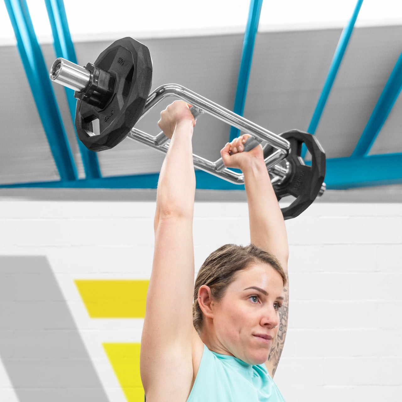 FORZA Olympic Tricep Bar | 20lb Steel Barbell with Chrome Finish – Strength Training for Triceps, Biceps & Shoulder Workouts