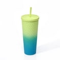 thumbnail image 2 of Mainstays 26 oz Double Wall Plastic Ombre Painting Textured Tumbler, Green, 2 of 6