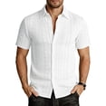 thumbnail image 3 of Bxsruta Men's Casual Short Sleeve Button Down Shirt Textured Striped Wrinkle Free Breathable Stretch for Daily Outdoor, 3 of 8
