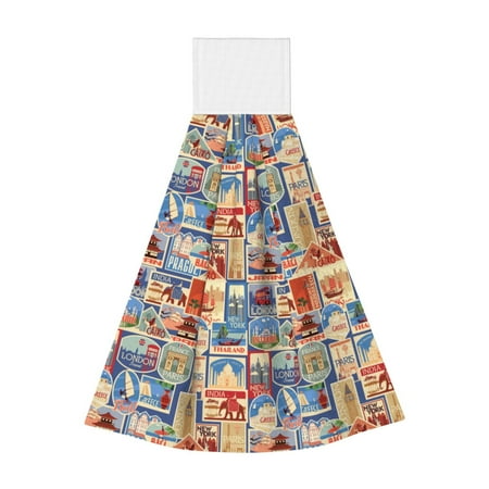 

Adobk Set Of Travel Vintage Print Coral Velvet Hand Wipes Fashion Hanging Kitchen Towel for Bathroom Washcloth Absorbent Tie Towel