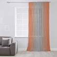 thumbnail image 3 of Orange Gray Ombre Semi Sheer Curtains Drapes for Living Room, Bedroom, French Doors Window 45 Inches Long, Modern Gradient Abstract Art Rod Pocket Chiffon Curtain Drapery Voile Draperies Panel, 3 of 6