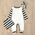 thumbnail image 5 of FDDMis Baby Boy New Years Outfits Valentines Day Outfit Easter Outfit Newborn Infant Letters Print Striped Romper Jumpsuit with Stripe Hat 2pcs Carnival Clothes Set, 5 of 8