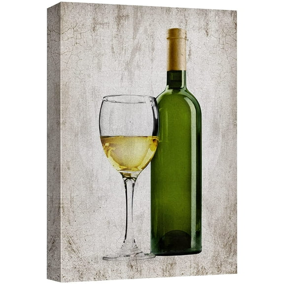 wall26 Canvas Print Wall Art Retro Vintage Italian White Wine Glass Drinks & Cocktails Alcohol Digital Art Modern Art Decorative Bohemian Chic Kitchen/Food for Living Room, Bedroom, Office - 24&q