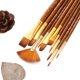 thumbnail image 2 of Juego de pinceles combinados de lana de nailon de dos colores con pluma de acuarela de madera y tiza de agua en forma de abanico, 2 of 5