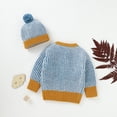 thumbnail image 2 of Baby Sweater Knitted Newborn Girl Top + Hat Fashion Stripe Pompom Infant Boy Clothing Cardigan Outerwear Long Sleeve Autumn 2PCS, 2 of 5