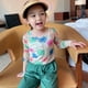 thumbnail image 2 of Atasan Bunga Anak Perempuan 2021 Kaus Lengan Panjang Modis Anak Perempuan Pakaian Tabir Surya Sejuk Baru Musim Panas zhangmengya LED, 2 of 2
