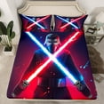 thumbnail image 2 of jejeloiu Modern Cool Lightsaber Twin Sheet Sets,Cartoon Light Sword Twin Fitted Sheet,Neon Red Blue Flat Sheet For Boys Kids,Breathable Home Decor,3 Pieces, 2 of 7