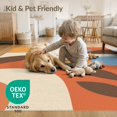 thumbnail image 4 of ODIKA 4'x6' Orange Blue Mid-Century Design Washable Area Rug Retro Abstract Shapes with Bold Geometric Flair Non-Slip, Chair-Friendly, Flatwoven for Home Office, Under Desk, 4 of 7