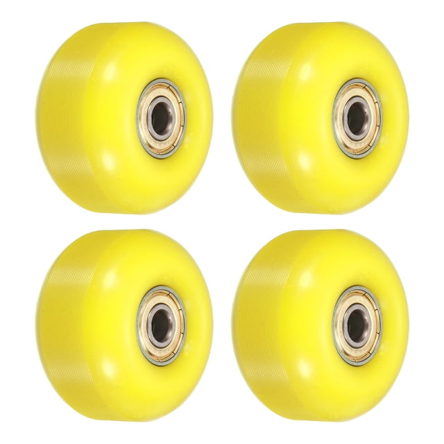 Unique Bargains Roues de Planche à Roulettes 52 mm avec Roulements, Roues de Rue pour Planches à Roulettes, Roue Cruiser 95 A, Jaune Doré, Lot de 4