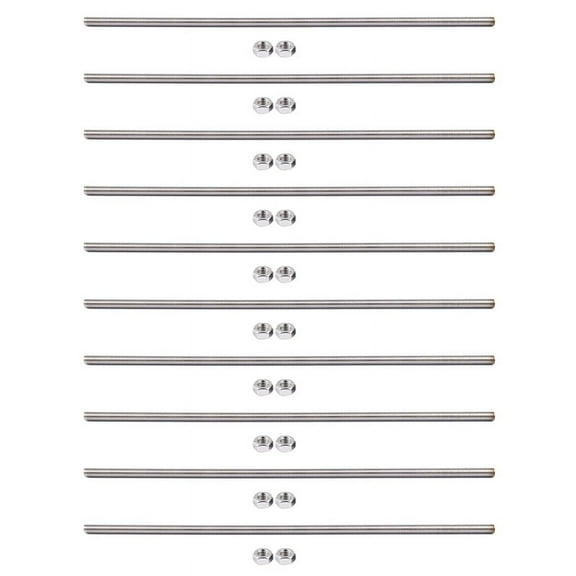 10 Pcs 320mm x M8 Stainless Steel Thread Bar Stock Rod Silver Tone