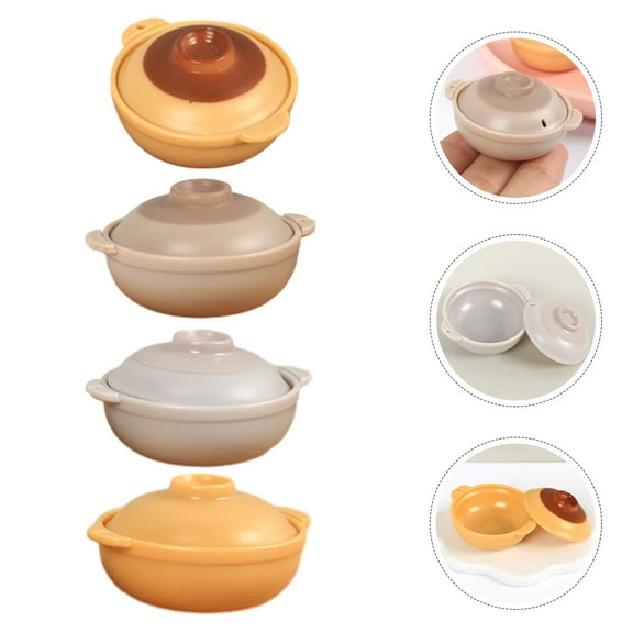 Greenadscape 4Pcs Miniature Casseroles Models Mini Casserole Dish For Diy Craft 4.50X4.50X2.50In