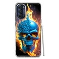 thumbnail image 1 of MUNDAZE Motorola Moto G Stylus 4G 2022 Blue Flaming Skull Burning Fire Double Layer Phone Case Cover, 1 of 5