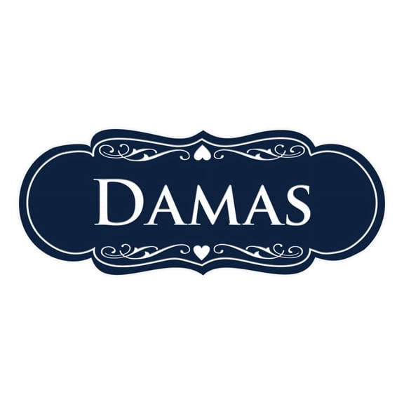 Designer Spanish Damas Sign (Navy Blue / White) - Large