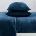thumbnail image 4 of Great Bay Home Solid Velvet Plush Warm and Cozy Fleece Sheet Set  (California King, Denim Blue), 4 of 6