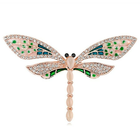 Fancyleo New Creative Crystal Dragonfly Brooches For Women Cute Enamel Insect Banquet Weddings Brooch Pins Gifts Dress Accessories