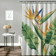 thumbnail image 2 of Orinice  Hawaiian Colors Shower Curtain, Tropical Painting of a Bird of Paradise Flower on Plain Background, Cloth Fabric Bathroom Decor Set with Hooks,  69x72, 2 of 7