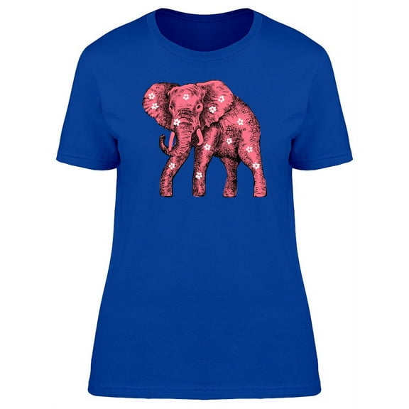 Pink Elephant With Flowers T-Shirt Women -Image by Shutterstock, Female x-Large