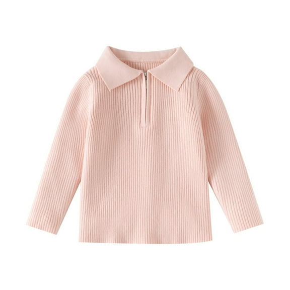RUTAYY Children Girls Sweatshirt Long Sleeve Soft Knit Sweaters Pure Color Ribbed Crewneck Tops Casual Warm Comfortable Playful Vacation Pullover