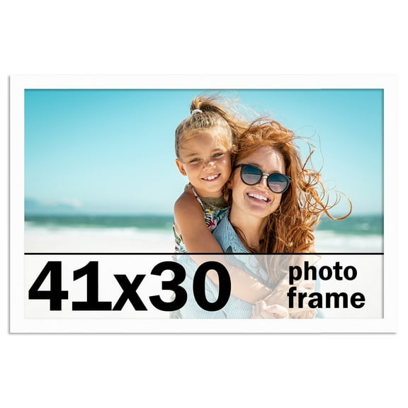 41x30 Frame White Solid Wood Picture Frame Includes UV Acrylic Shatter Guard Front, Acid Free Foam