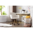 thumbnail image 3 of Modern Rolling Velvet Fabric Executive Office Chair with Adjustable Height and 360 Revolving, Swivel Accent Back Armchair with Wheels and Golden Base, Upholstered Vanity Chair, Ivory, 3 of 9