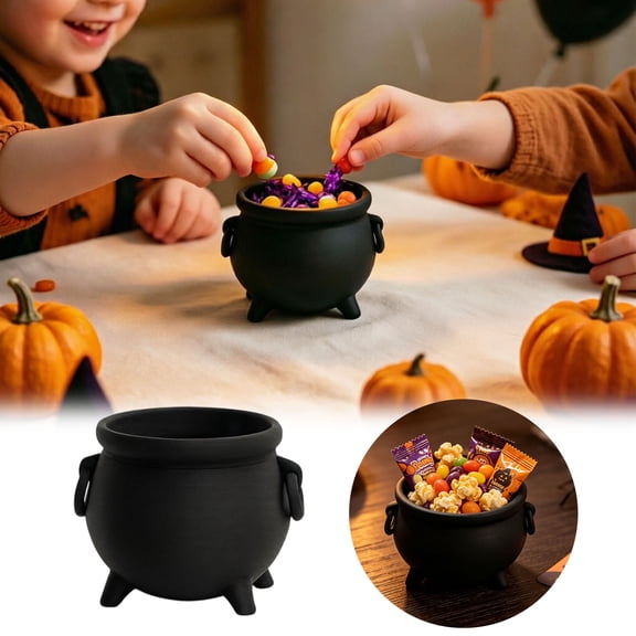 Witch Crucible Black Handheld Crucible Halloween Candy Party Trick Or Candy Rack Ornament Decoration