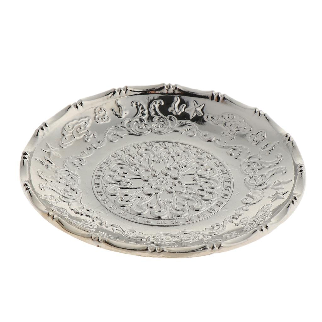 Silver Chinese Style Alloy Tea Cup Saucer Tableware Disc Tea Mat Home Decor G 