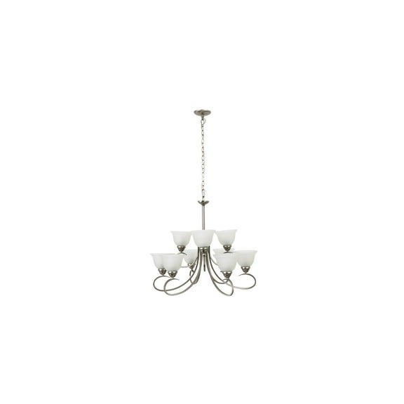 Yosemite Home Decor Ribbon Falls 9-Light Glass Chandelier in Nickel/White