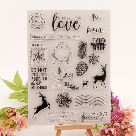 Ouginx Clear Stamps, Surprise On December 25 Rubber Stamp for Scrapbooking and Card Making Supplies